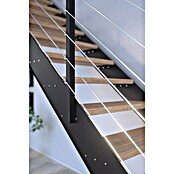 Starwood Wangentreppe Kos (Farbton Metall: RAL 9005, Breite: 106 cm, Eiche, Geschosshöhe: 220 cm - 280 cm, Gerade, Metallgeländer pulverbeschichtet, Stufen unbehandelt) | BAUHAUS