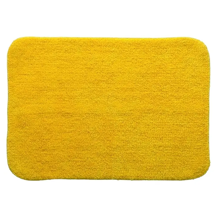 Spirella Alfombra de baño Campus - 70 x 50 cm, Materiales naturales, Azafran - Alfombra de baño amarilla con esquinas redondeadas, ideal para baño o ducha, esponjosa y absorbente para comodidad y seguridad.