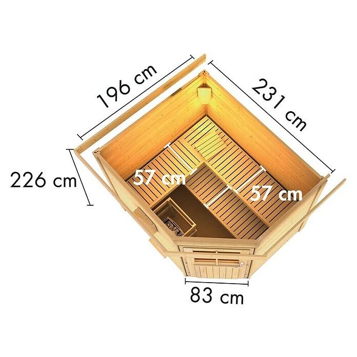Karibu Saunahaus Mayla (Ohne Ofen, L x B x H: 184 x 231 x 226 cm) | BAUHAUS