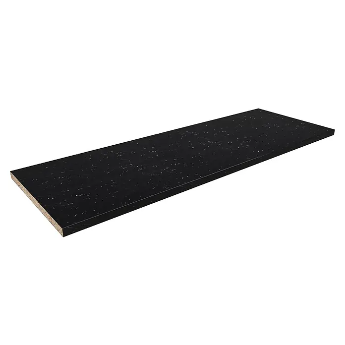 Encimera de cocina Marquina - Marquina, 360 cm x 63 cm x 30 mm, Negro - Encimera negra con finas motas blancas, ideal para cocinas o baños. La superficie es duradera y fácil de limpiar.