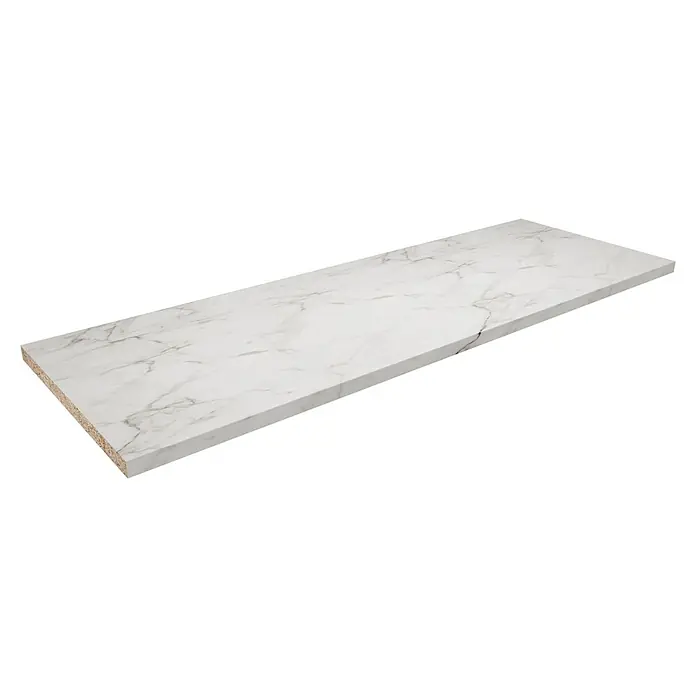 Encimera de cocina Calacatta - Calacatta, 360 cm x 63 cm x 30 mm, MDF - Elegante encimera de mármol perfecta para cocinas o baños, con una hermosa veta y una construcción robusta, añadiendo estilo.