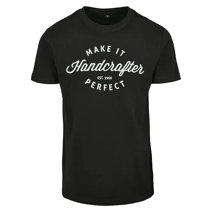 T-Shirt Handcrafter - Schwarz, L - Schwarzes T-Shirt mit dem Aufdruck "Make It Handcrafter Perfect Est. 1960" in weißer Schrift für einen lässigen Look.