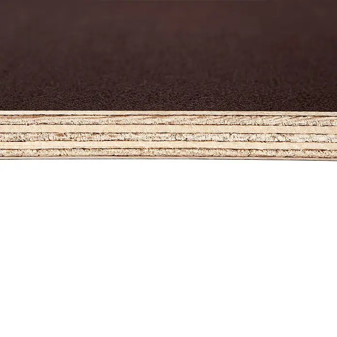Siebdruckplatte Twin - Birke, 2.500 x 1.250 x 15 mm - Nahaufnahme einer Schichtplatte, die die Holzmaserung und die Schichtstruktur des Materials zeigt. Ideal für Bau- und Möbelprojekte.