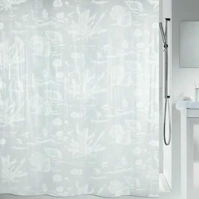 Spirella Cortina de baño Riff - An x Al: 180 x 180 cm, Plástico, Gris - Cortina de ducha con un patrón marino sutil, que añade un toque de elegancia a tu baño mientras previene las salpicaduras de agua.