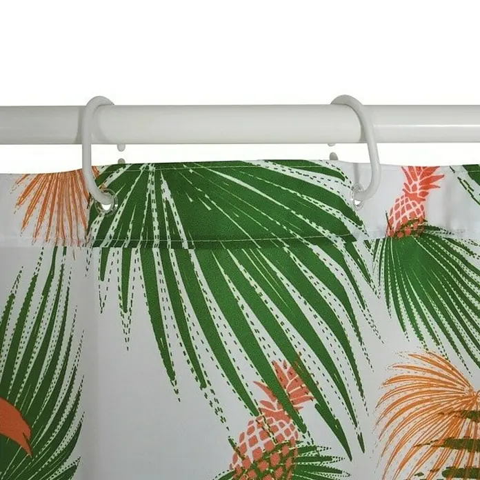 Venus Cortina de baño Amazonia - An x Al: 180 x 180 cm, Plástico, Blanco/Verde/Rosa - Cortina de ducha tropical con diseño de piña y palmeras que añade un toque de verano a tu baño.