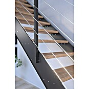 Starwood Wangentreppe Kos (Farbton Metall: DB 703, Breite: 106 cm, Eiche Rustik, Geschosshöhe: 260 cm - 320 cm, Gerade, Metallgeländer pulverbeschichtet, Stufen farblos geölt) | BAUHAUS