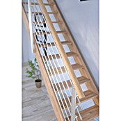 Starwood Raumspartreppe Rhodos (Breite: 84 cm, Eiche, Geschosshöhe: 300 cm, 1/4-gewendelt links, Montageseite Geländer: Wahlweise links/rechts, Designgeländer Edelstahl, Mit Setzstufen) | BAUHAUS
