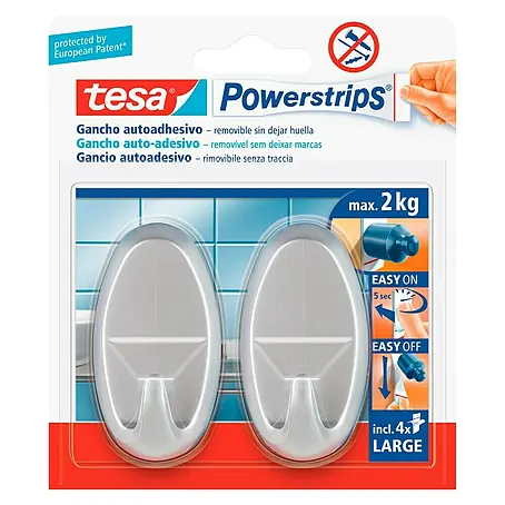 Tesa Powerstrips Gancho autoadhesivo Oval 2+4