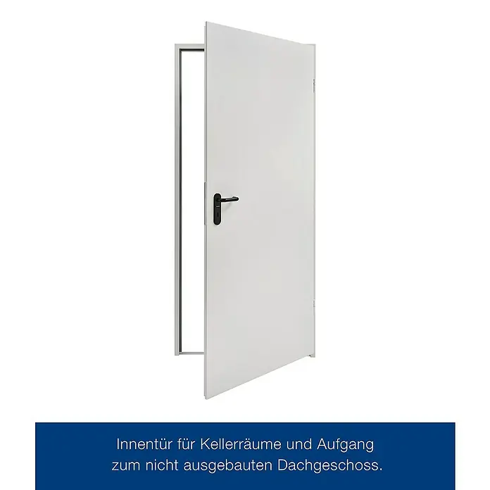 Hörmann ZK-Element - 87,5 x 187,5 cm, DIN Anschlag: Rechts, Verkehrsweiß - Innentür in Weiß mit schwarzem Griff für Kellerräume und unausgebauten Dachboden. Schlichtes, modernes Design für Ihr Zuhause.