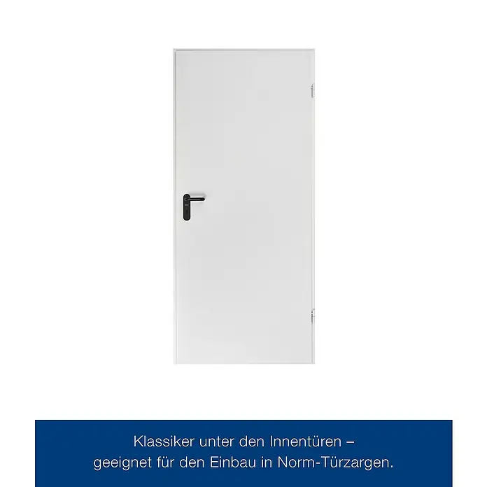 Hörmann ZK-Element - 87,5 x 187,5 cm, DIN Anschlag: Rechts, Verkehrsweiß - Innentür in Weiß mit schwarzem Griff. Klassische Tür für den Innenausbau, passend für Norm-Türrahmen.