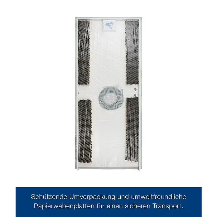 Hörmann ZK-Element - 87,5 x 187,5 cm, DIN Anschlag: Links, Verkehrsweiß - Bild einer verpackten Tür mit umweltfreundlichen Papierwabenplatten zum Schutz beim Transport.