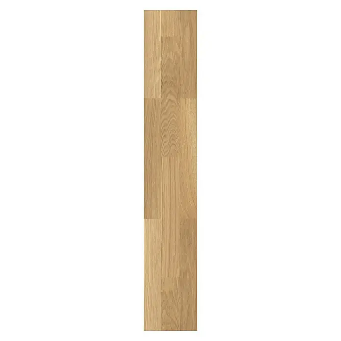 Living by Haro Parkettmuster Eiche geölt - 290 x 180 x 12 mm, Schiffsboden - Eine einzelne Planke aus hellem, lackiertem Eichenparkett mit variierenden Holzmaserungen. Ideal für moderne Bodenbeläge.