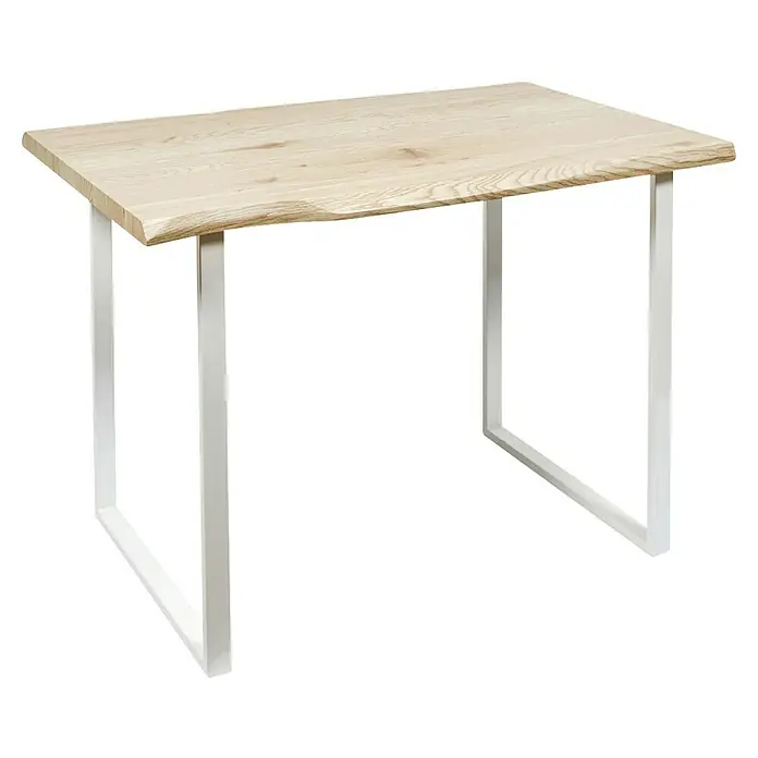Home Deco Factory Mesa de comedor Nude Palette - L x An x Al: 75 x 110 x 75 cm, Blanco/Pino - Mesa de madera clara con patas de metal blanco. La mesa presenta un diseño limpio y moderno y un acabado de madera natural.