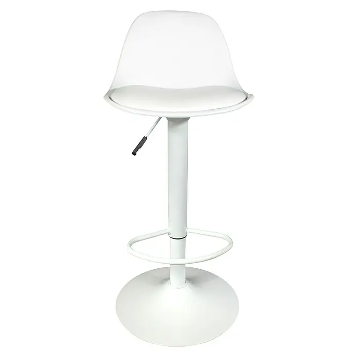 Home Deco Factory Taburete de cocina Isak - Altura: 104 mm, Blanco - Este moderno taburete de bar blanco con reposapiés es ajustable en altura, ofreciendo comodidad y estilo para cualquier bar o mostrador de cocina.