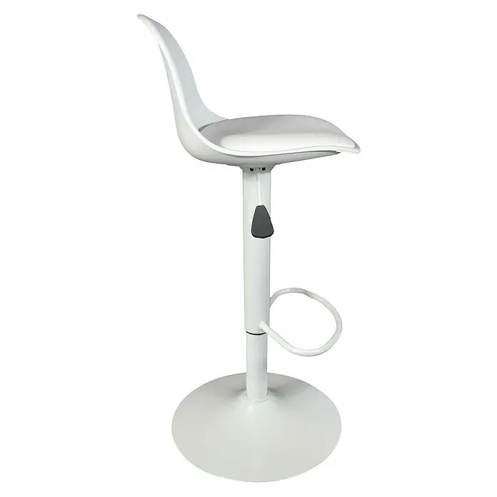 Home Deco Factory Taburete de cocina Isak - Altura: 104 mm, Blanco - Taburete de bar moderno blanco con reposapiés y altura regulable, ideal para cualquier bar o cocina. Diseño elegante para máximo confort.