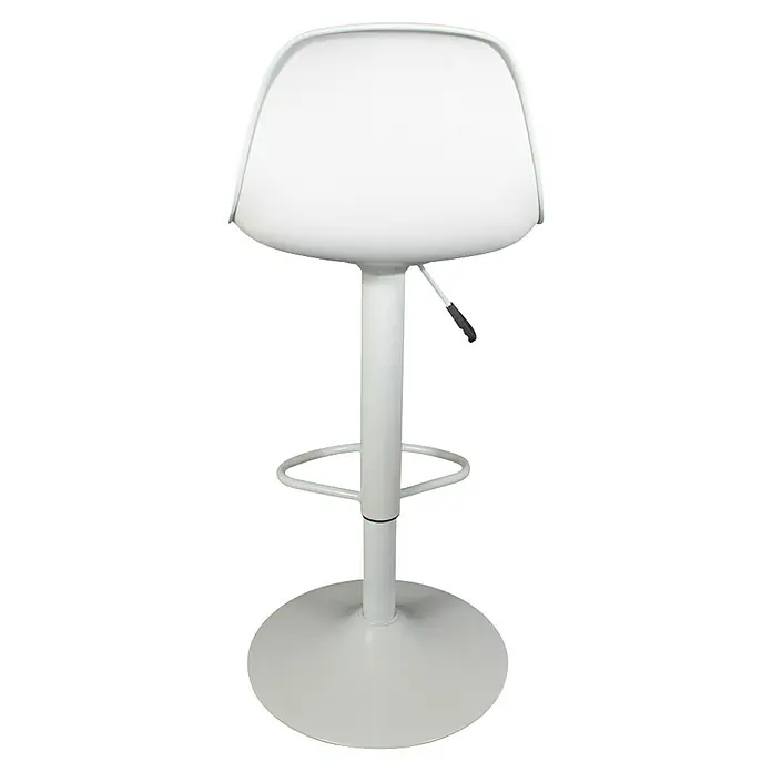 Home Deco Factory Taburete de cocina Isak - Altura: 104 mm, Blanco - Taburete de bar moderno blanco con reposapiés y asiento regulable en altura para una barra o encimera de cocina elegante.