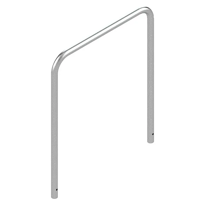 Schake Sperrbügel - B x H: 1.000 x 1.200 mm, Stahl, Einbetonieren, Ohne Querholm - Ein einfacher, silberner Fahrradständer mit einer U-Form für die sichere Abstellung von Fahrrädern im öffentlichen Raum.