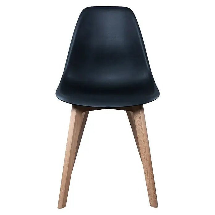 Home Deco Factory Silla Stockholm - Negro, 4 pzs. - La silla oscura con patas de madera es sencilla y moderna. El diseño de la silla es atemporal y encaja bien en varios estilos de decoración.