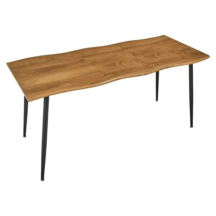 Home Deco Factory Mesa de comedor extensible Bristot Indus - L x An x Al: 70 x 160 x 75 cm, Negro - Esta mesa cuenta con una tapa de madera y patas negras, lo que la convierte en una gran adición a cualquier comedor.