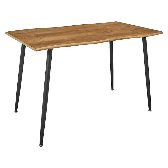 Home Deco Factory Mesa de comedor extensible Bristot Indus - L x An x Al: 70 x 160 x 75 cm, Negro - Mesa de comedor con tablero de aspecto madera y patas negras, ideal para el comedor.