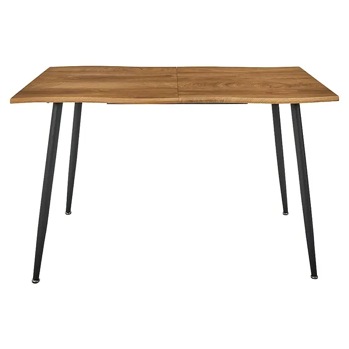 Home Deco Factory Mesa de comedor extensible Bristot Indus - L x An x Al: 70 x 160 x 75 cm, Negro - Mesa de comedor cuadrada con tablero de imitación madera y cuatro patas de metal negro.