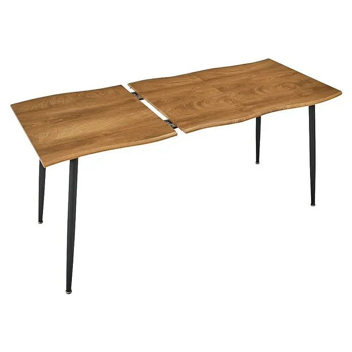 Home Deco Factory Mesa de comedor extensible Bristot Indus - L x An x Al: 70 x 160 x 75 cm, Negro - Mesa extensible con tablero de madera y patas negras. La mesa tiene un diseño rústico, ideal para comedores o cocinas.