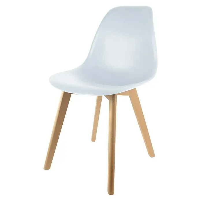 Home Deco Factory Silla Stockholm - Blanco, 4 pzs. - Silla de concha blanca con patas de madera. Diseño elegante para comedor u oficina.