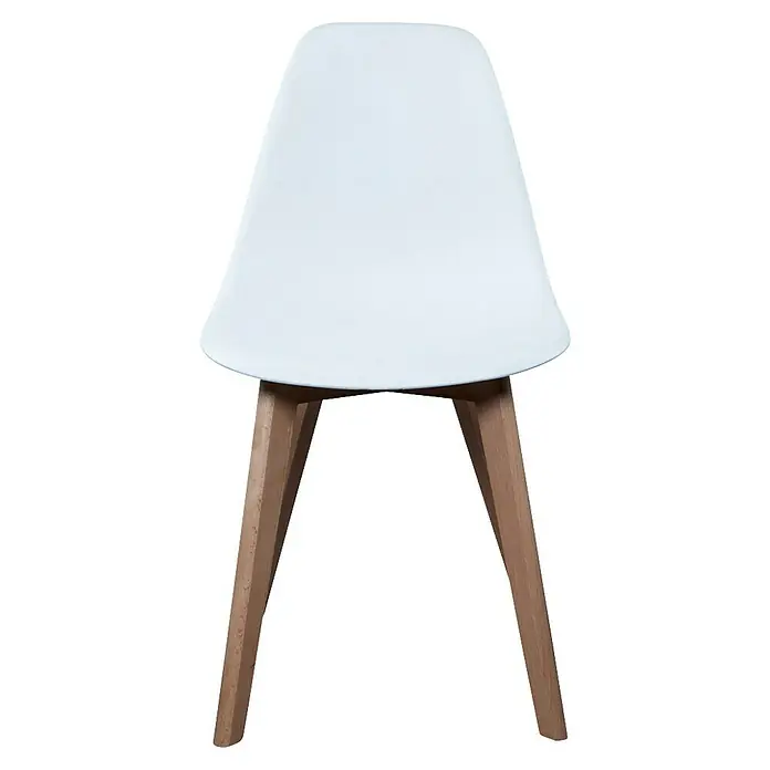 Home Deco Factory Silla Stockholm - Blanco, 4 pzs. - Imagen de una silla blanca con patas de madera. Una pieza de mobiliario minimalista para el hogar moderno.