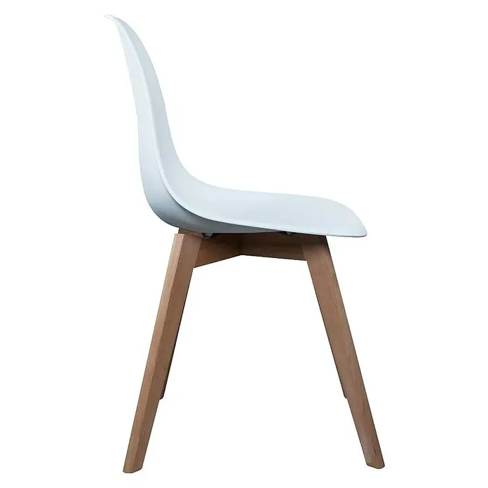 Home Deco Factory Silla Stockholm - Blanco, 4 pzs. - Vista de una silla blanca con patas de madera. Silla moderna, ideal para el comedor o la oficina.