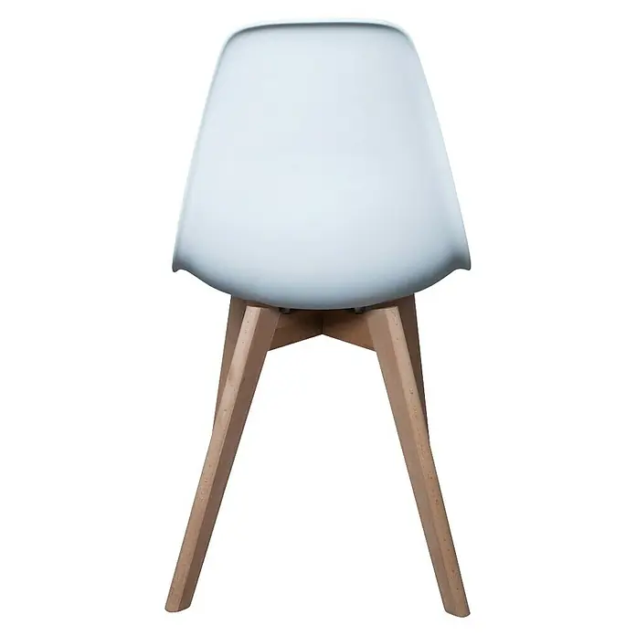 Home Deco Factory Silla Stockholm - Blanco, 4 pzs. - Silla blanca con patas de madera. La silla tiene una forma moderna y es ideal para comedores o despachos.