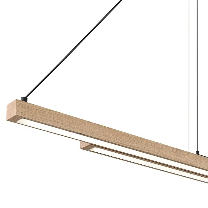 Globo LED-Pendelleuchte Grekkie - 40 W, L x B x H: 171 x 7 x 120 cm, Holzoptik, Mehrfarbig - Moderne LED-Hängeleuchte mit Holzrahmen, die ein warmes, einladendes Licht spendet und eine stilvolle Atmosphäre schafft. Perfekt für Esszimmer oder Büros.