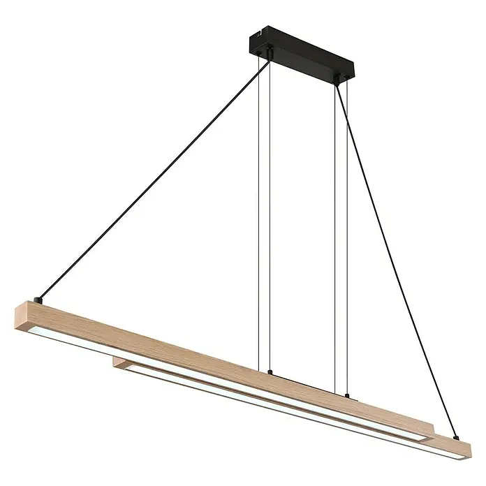 Globo LED-Pendelleuchte Grekkie - 40 W, L x B x H: 171 x 7 x 120 cm, Holzoptik, Mehrfarbig - Moderne Hängeleuchte mit Holzrahmen und integrierter LED-Beleuchtung, ideal für Esszimmer oder Wohnbereiche.
