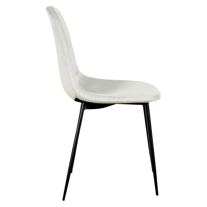 Home Deco Factory Silla Giulia - Gris claro, 4 pzs. - Vista detallada de una silla blanca con patas negras. La silla tiene un diseño moderno y un asiento cómodo.