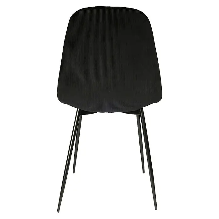 Home Deco Factory Silla Giulia - Negro, 4 pzs. - Silla de pana negra con patas metálicas delgadas, que ofrece una opción de asiento moderna y elegante. El diseño es minimalista y contemporáneo.