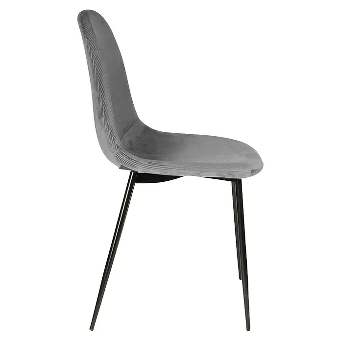 Home Deco Factory Silla Giulia - Gris oscuro, 4 pzs. - Silla gris con tapicería acolchada y patas de metal. Un mueble cómodo y elegante para comedor u oficina.