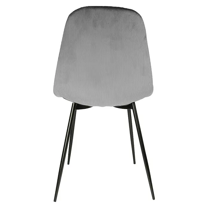 Home Deco Factory Silla Giulia - Gris oscuro, 4 pzs. - Una elegante silla de pana gris con patas metálicas negras y elegantes. Su diseño moderno la convierte en un punto focal en cualquier habitación.