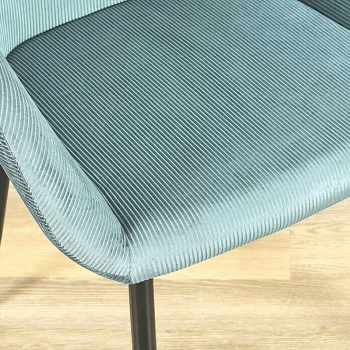 Home Deco Factory Silla butaca Giulia - Azul, 2 pzs. - Asiento y reposabrazos de silla de tela acanalada color turquesa.