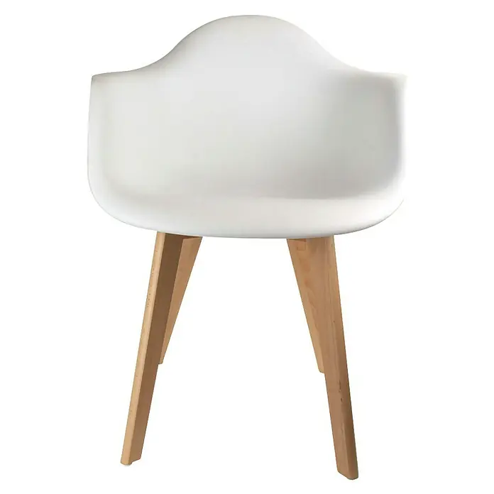 Home Deco Factory Silla butaca Mobilier Design - Blanco, 2 pzs. - Silla de carcasa blanca con patas de madera. La silla ofrece un asiento cómodo y un aspecto elegante, ideal para espacios modernos.
