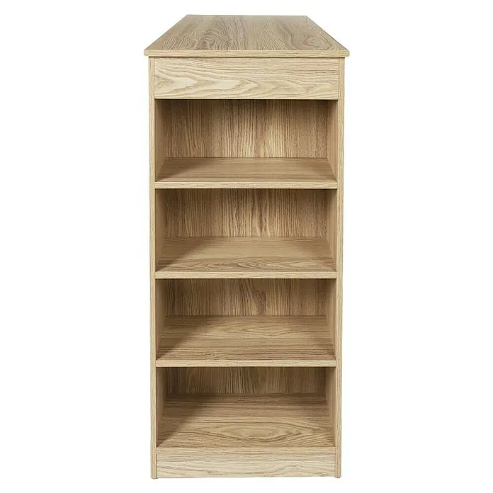 Home Deco Factory Mesa alta Natural Crush - L x An x Al: 50 x 115 x 103 cm, Roble - Esta imagen muestra una estantería de madera con cinco estantes. La estantería está hecha de madera de color claro y tiene un diseño sencillo y moderno.