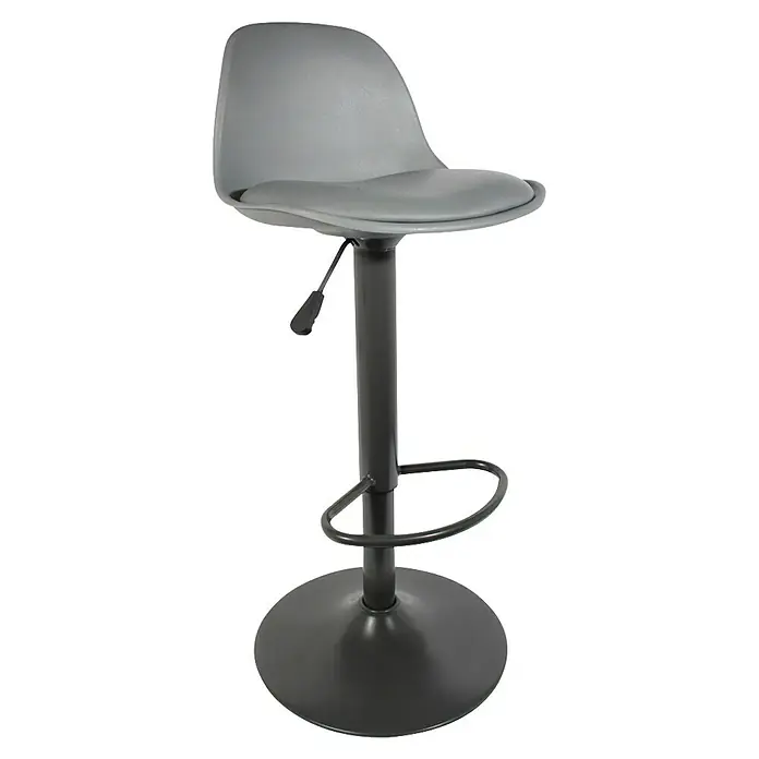 Home Deco Factory Taburete de cocina Isak - Altura: 104 mm, Gris - Taburete de bar gris con reposapiés y altura regulable, ideal para cocina o bar.