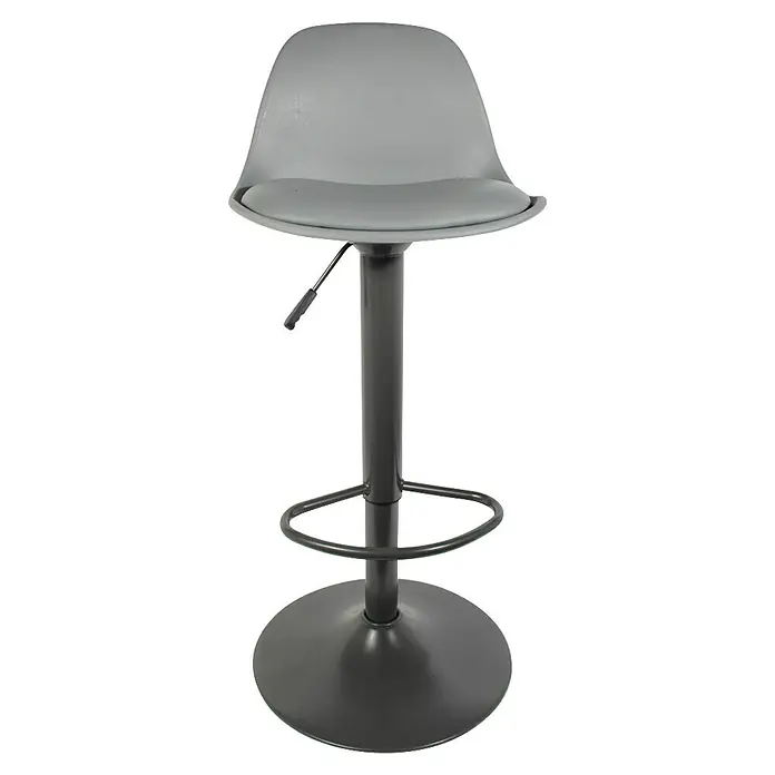Home Deco Factory Taburete de cocina Isak - Altura: 104 mm, Gris - Taburete de bar gris ajustable con reposapiés. El mueble cuenta con un asiento cómodo y una base robusta.