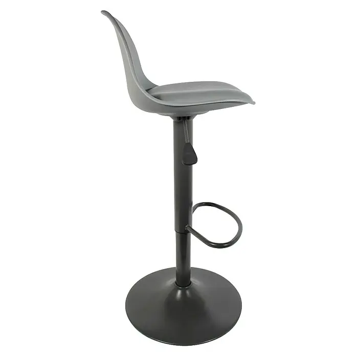 Home Deco Factory Taburete de cocina Isak - Altura: 104 mm, Gris - Taburete de bar gris con reposapiés y altura ajustable. Ideal para cocina o bar, ofrece confort y diseño moderno.