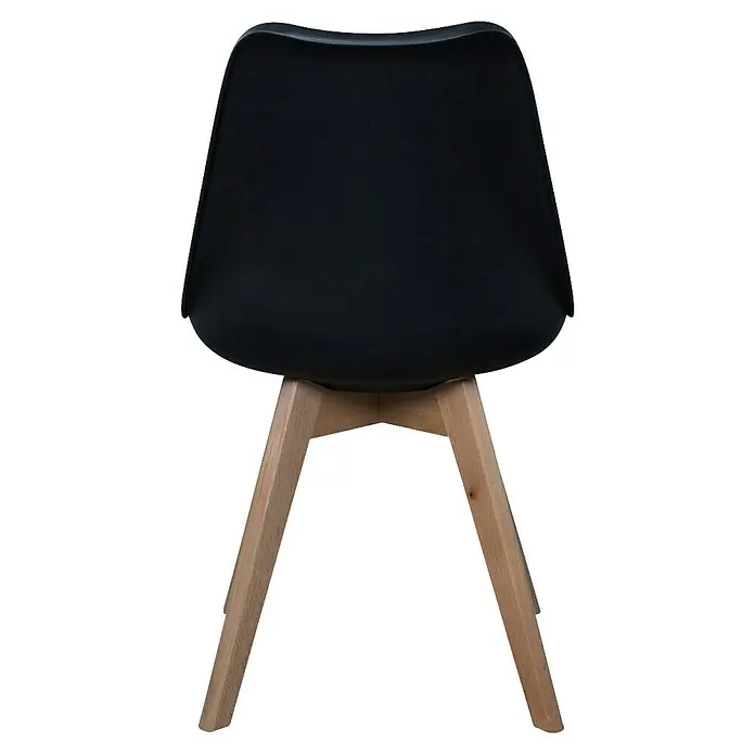 Silla Copenhague - Negro, 4 pzs. - Silla negra con patas de madera clara. Una silla moderna con un asiento negro liso y patas de madera clara resistentes, perfecta para cualquier hogar.