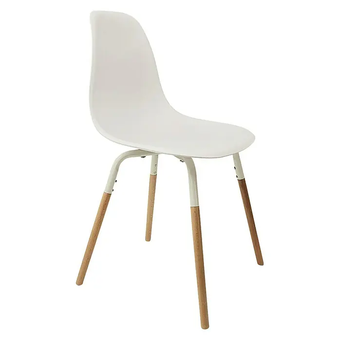 Home Deco Factory Silla Phenix - Blanca, 4 pzs. - Silla moderna con asiento blanco y patas de madera clara. Un diseño simple para el comedor o la oficina.