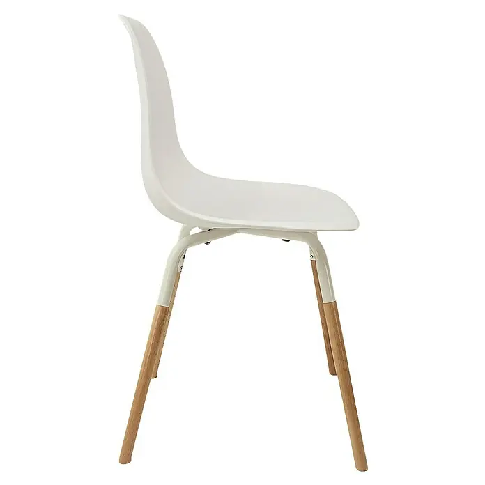 Home Deco Factory Silla Phenix - Blanca, 4 pzs. - Una silla blanca elegante y moderna con patas de madera, perfecta para comedores u oficinas. Su diseño minimalista se integra perfectamente en cualquier espacio.