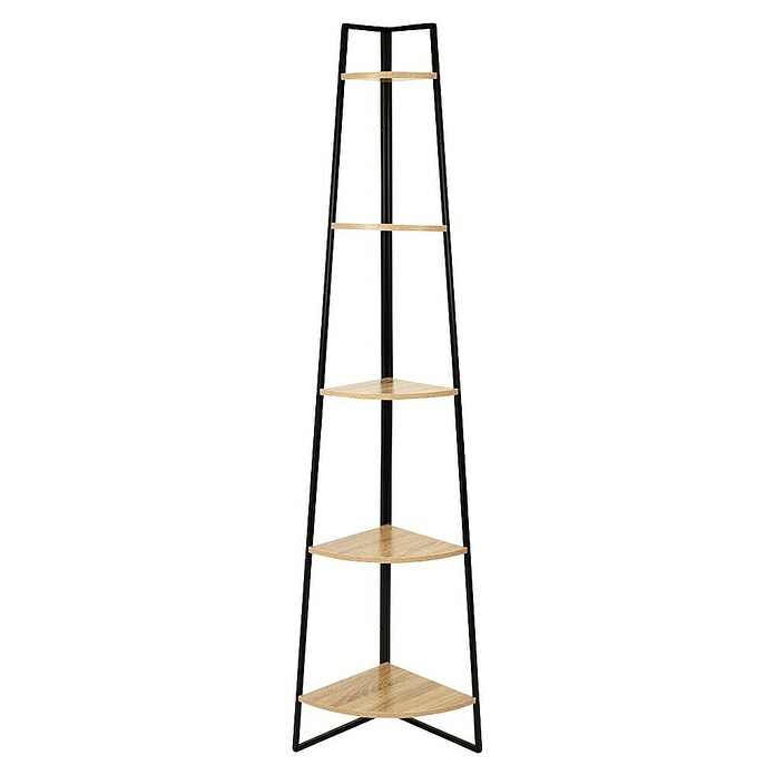 Home Deco Factory Estantería esquinera Bristot Indus (L x Al: 34,5 x 180 cm, Negro/Roble) | BAUHAUS