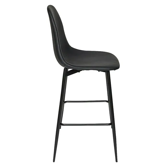 Home Deco Factory Taburete de cocina Amber - Negro, 2 pzs. - Diseño elegante de taburete de bar con tapicería de cuero negro y estructura metálica elegante. Perfecto para cocinas o áreas de bar modernas.
