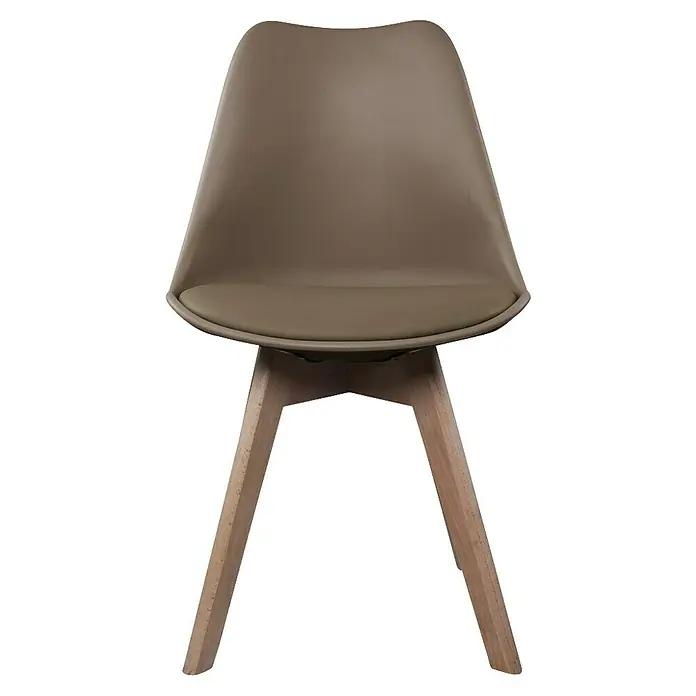 Home Deco Factory Silla Copenhague - Marrón, 4 pzs. - Esta moderna silla presenta un asiento marrón y una estructura de madera sencilla, una pieza elegante para cualquier habitación.
