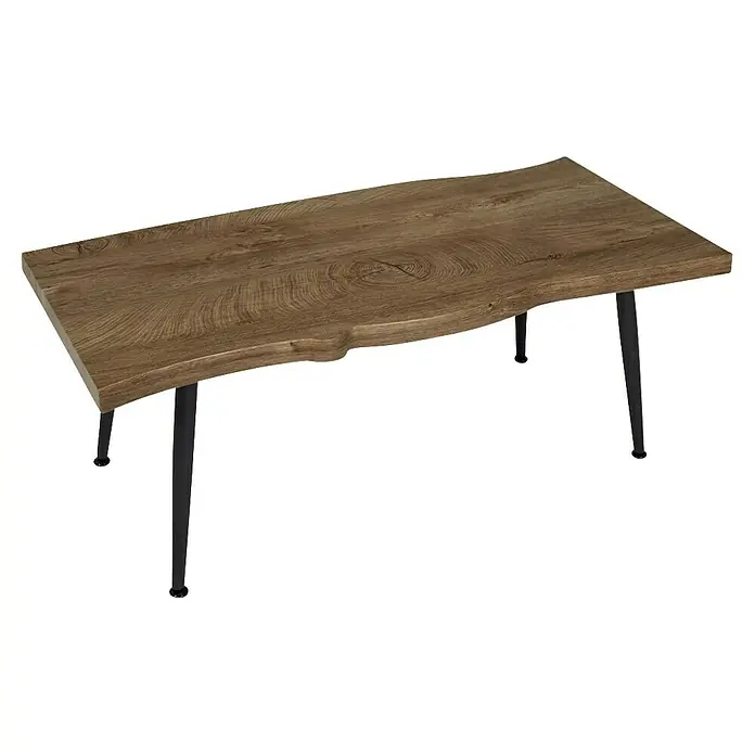 Home Deco Factory Mesa de centro Black Forest - L x An x Al: 49 x 100 x 38 cm, Negro/Roble - Moderna mesa de centro con tablero de madera y patas de metal negro, ideal para un salón elegante.