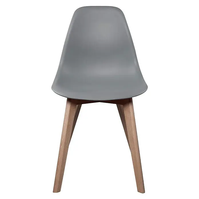 Home Deco Factory Silla Stockholm - Gris, 4 pzs. - Silla gris con patas de madera. Esta moderna silla cuenta con un asiento ergonómico y patas de madera natural, ideal para comedor u oficina.